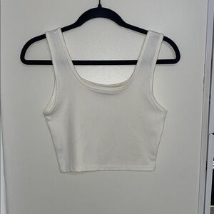 Classic White/ Ivory Women's Ribbed cropped Tank Top | L